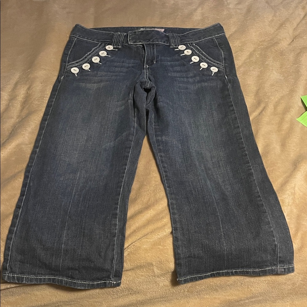 Candie's Dark Blue Flare Jeans with Button Accents